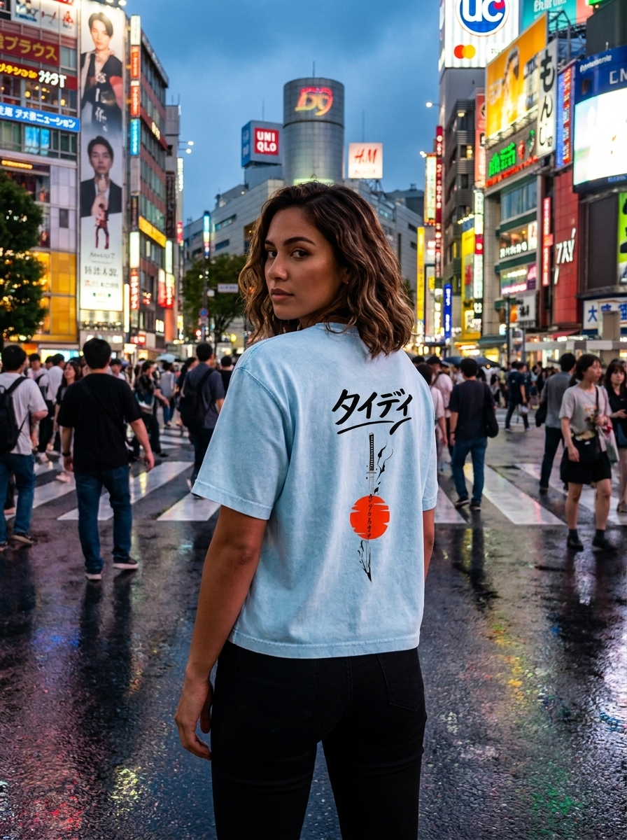 Tidy Tokyo Rising Sun oversized mineral wash graphic tee