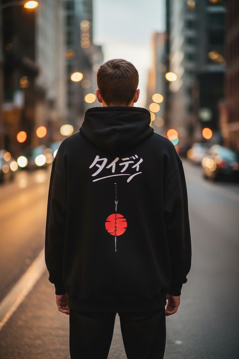 Tidy Tokyo Rising Sun Zip-Up Hoodie — White Logo ODMPOD