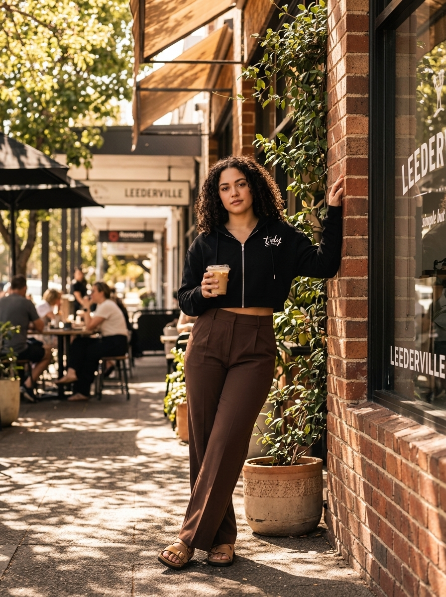 OG Cropped Zip-Up White Logo — Leederville café street style