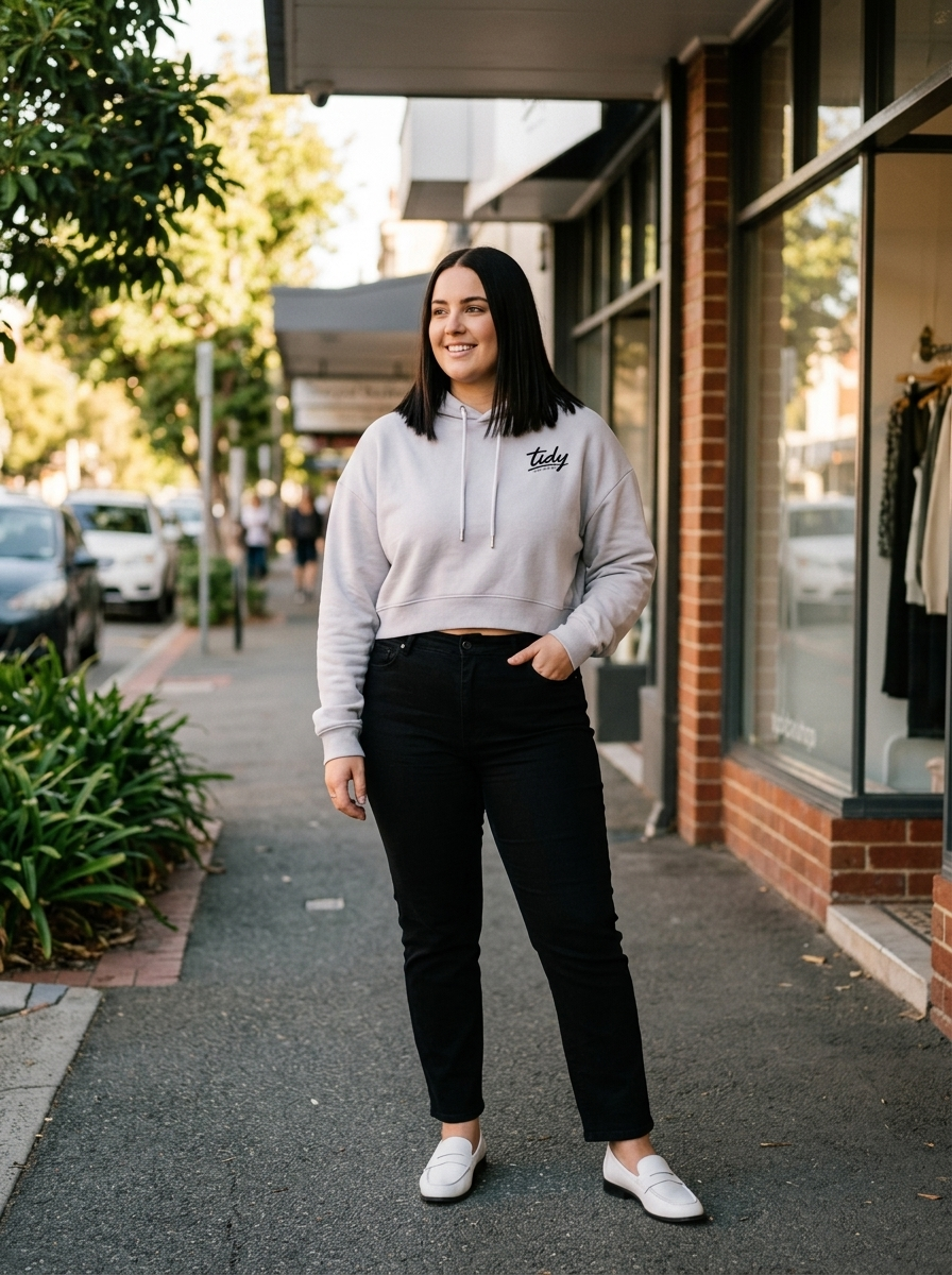 OG Cropped Hoodie Black Logo — Subiaco street style