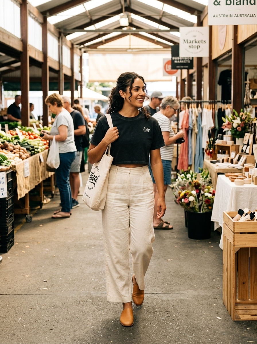 Crop Top White Logo - Subiaco markets