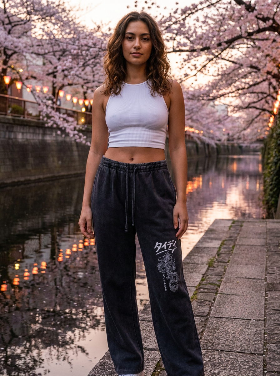 Dragon Women's Washed Pants White Logo — editorial lifestyle shot 2