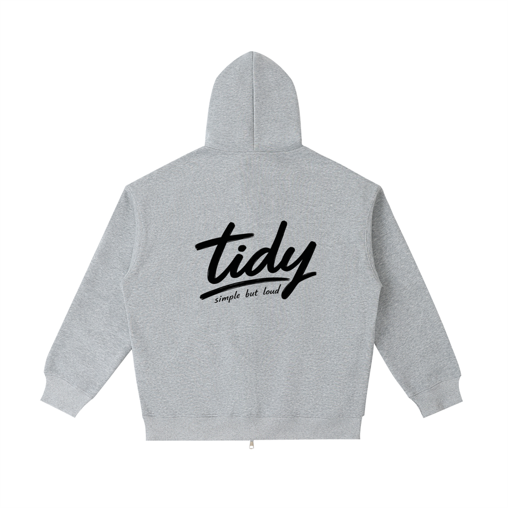 OG  Black Print Heavyweight Zip-Up Hoodie