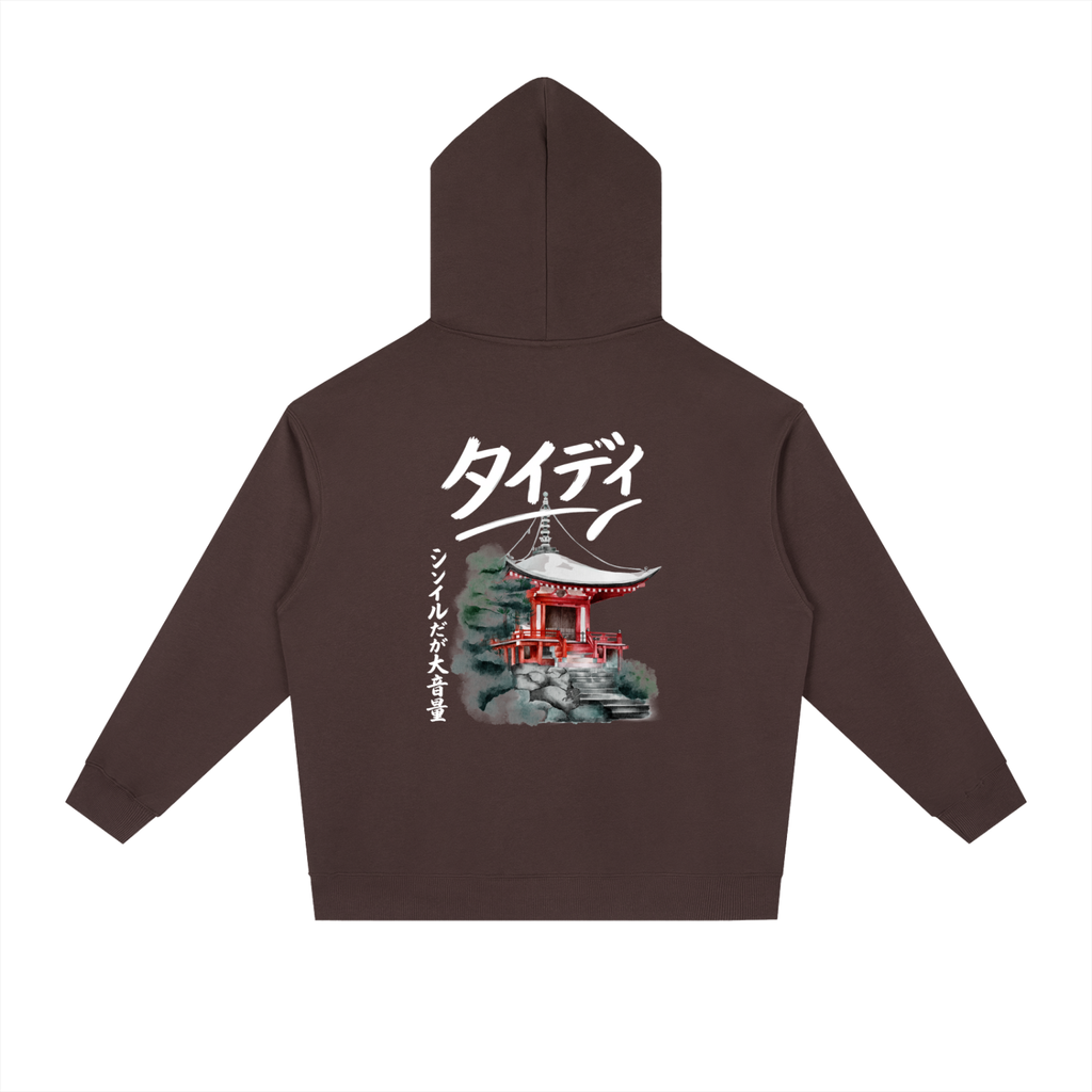 JP Temple White Print  Drop-Shoulder Hoodie