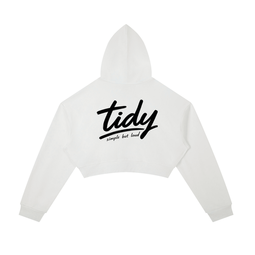 Tidy Originals Cropped Zip-Up Hoodie — Black Logo