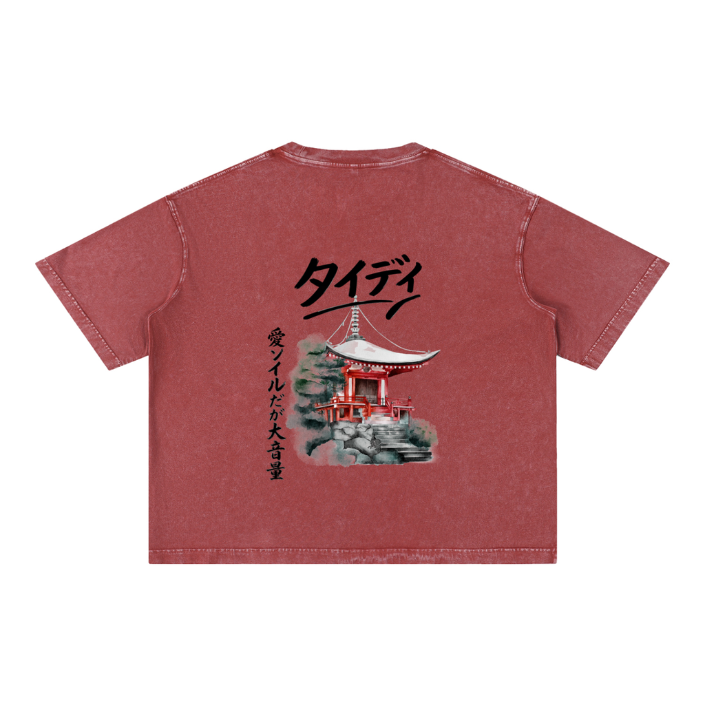 JP Temple Black Print Mineral Wash T-Shirt