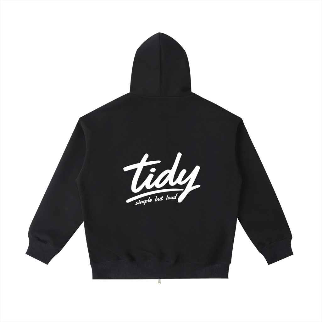 OG White Print Heavyweight Zip-Up Hoodie