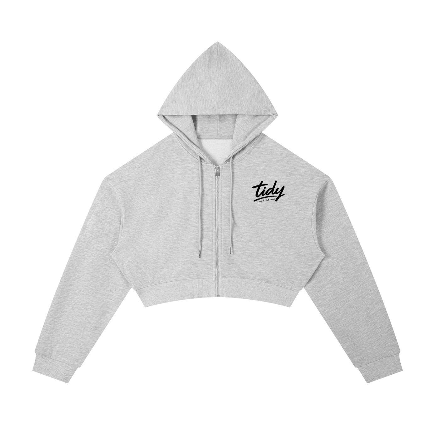OG Black Print Essential Cropped Zip-Up Hoodie