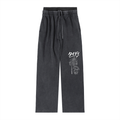JP Dragon White Print Women's Washed Waist Pants