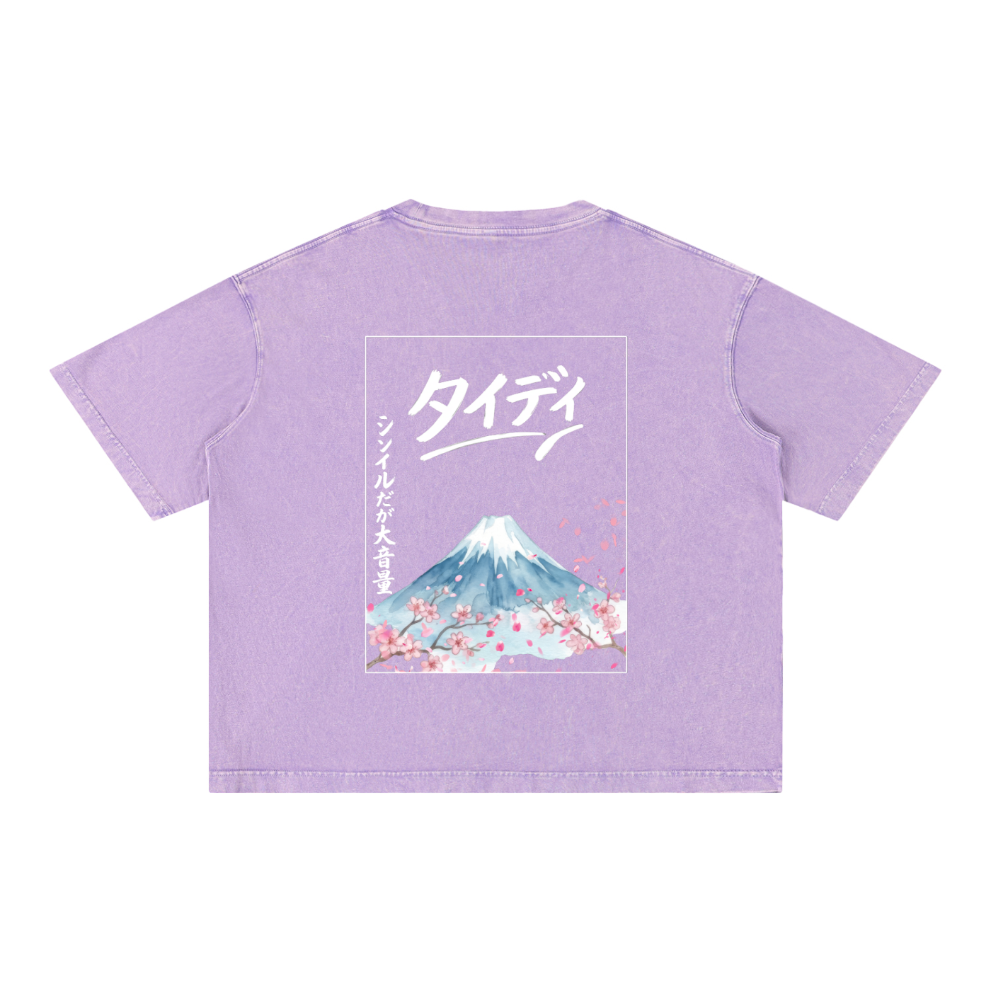 JP MT Fuji White Print Mineral Wash T-Shirt