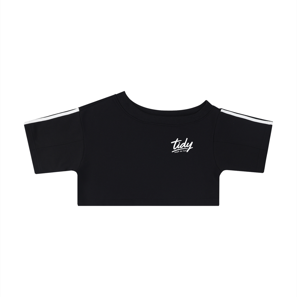 OG Collection White Print Off-the-Shoulder Crop T-Shirt