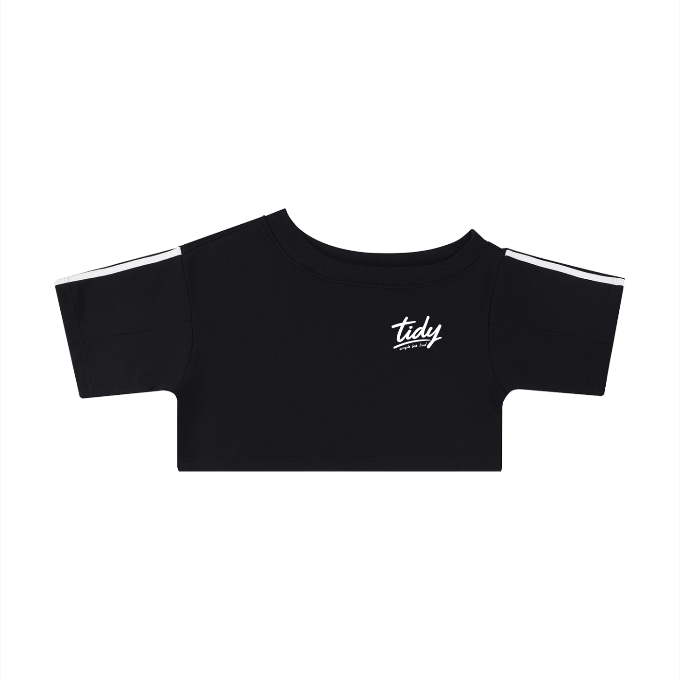 OG Collection White Print Off-the-Shoulder Crop T-Shirt