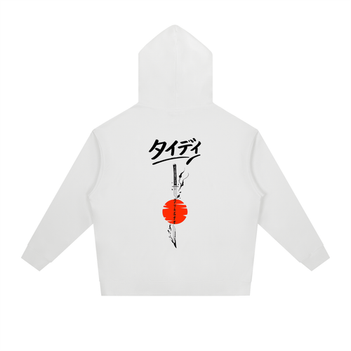 JP  Rising Sun Black Print Drop-Shoulder Hoodie