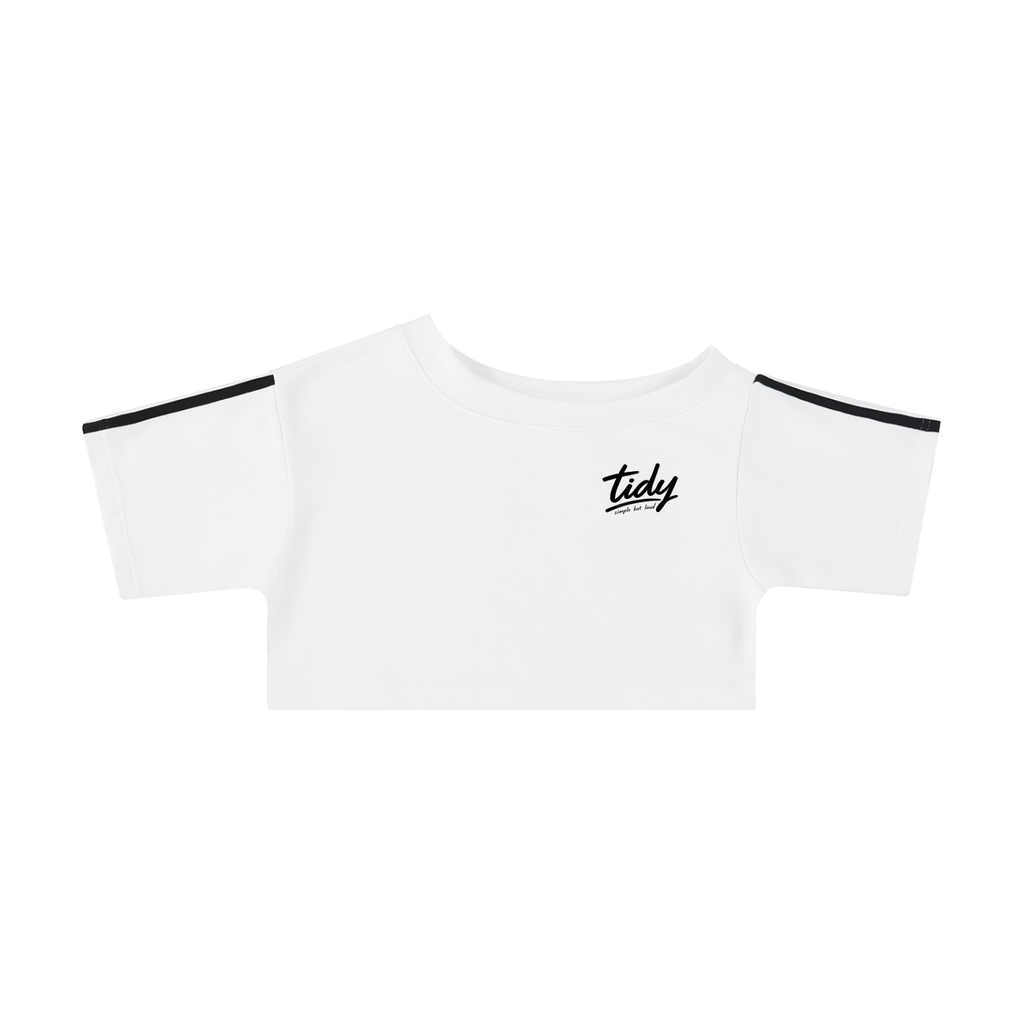 OG Black Print Off-the-Shoulder Crop T-Shirt
