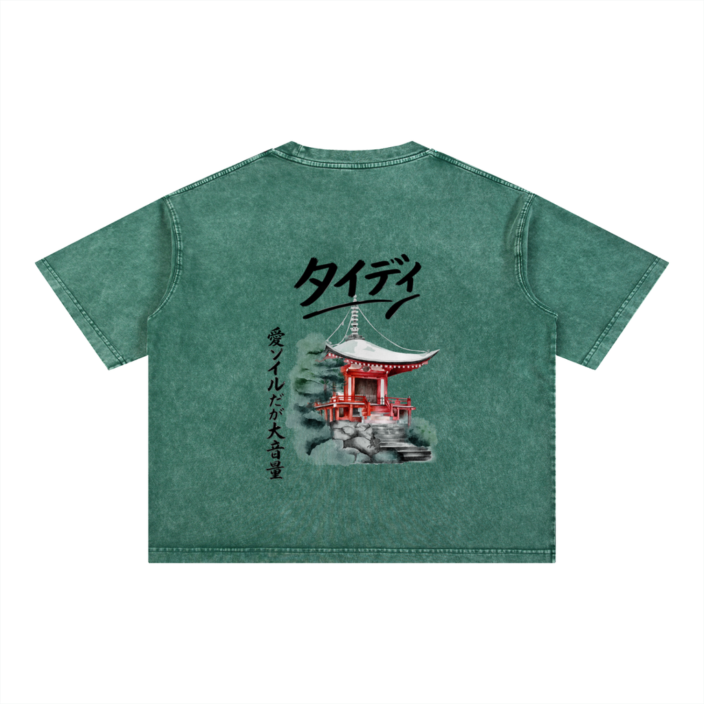 JP Temple Black Print Mineral Wash T-Shirt