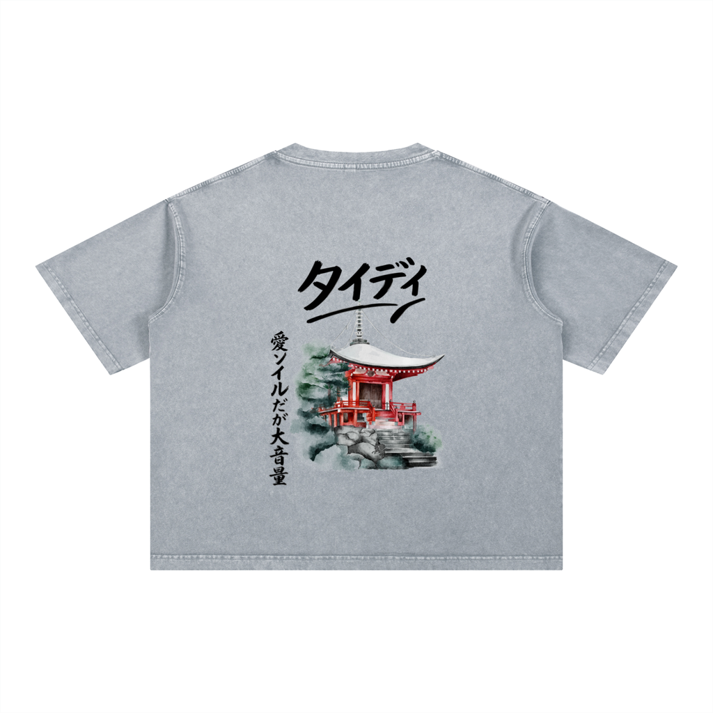 JP Temple Black Print Mineral Wash T-Shirt