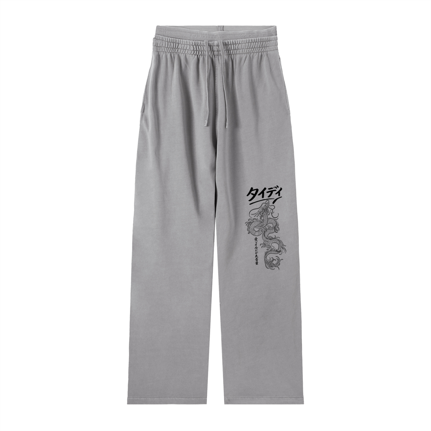 JP  Dragon Black Print Women's Washed Waist Pants