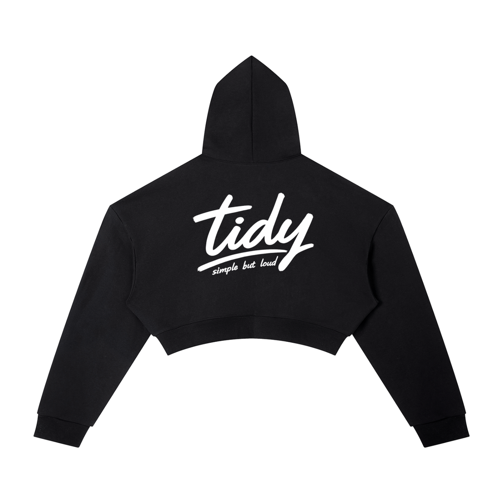 OG Collection White Print Cropped Hoodie