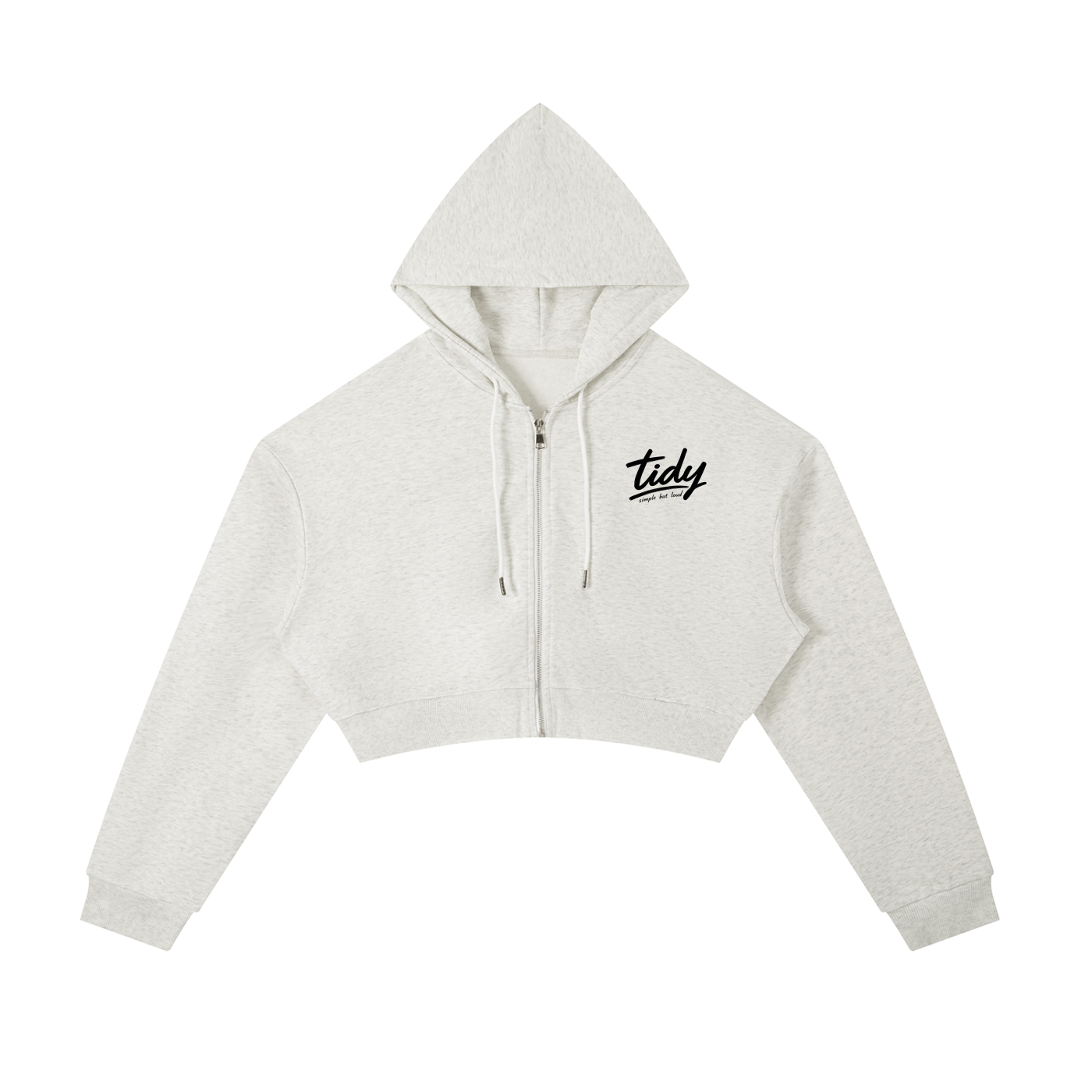 OG Black Print Essential Cropped Zip-Up Hoodie