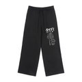JP Dragon White Print Fleece Drawstring Straight-Leg Sweatpants