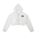 OG Black Print Essential Cropped Zip-Up Hoodie