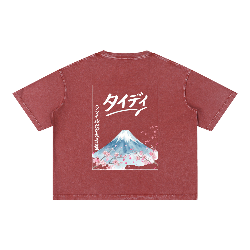JP MT Fuji White Print Mineral Wash T-Shirt