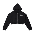OG Collection White Print Cropped Zip-Up Hoodie