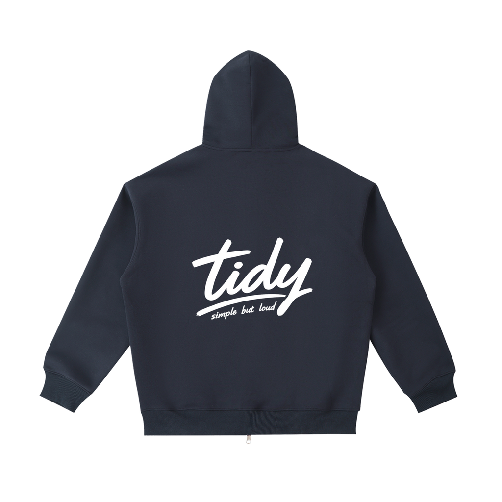 OG White Print Heavyweight Zip-Up Hoodie