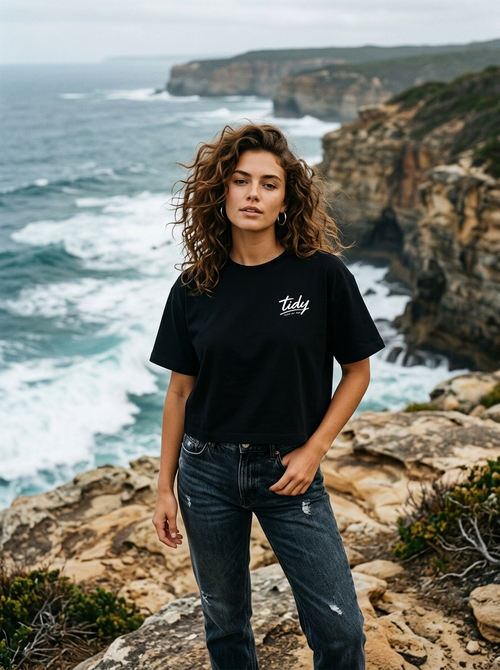 Crop Tee White Logo lifestyle 2
