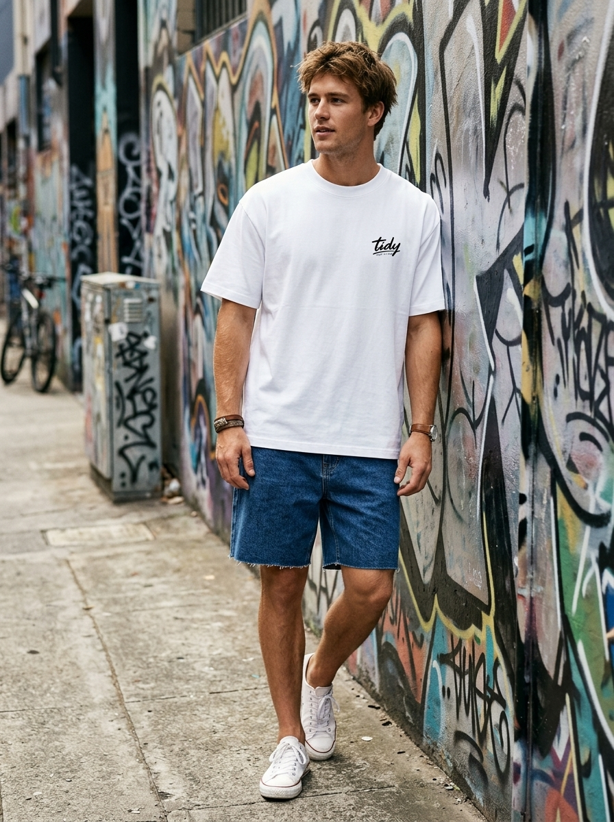 Oversized Tee Black Logo lifestyle male