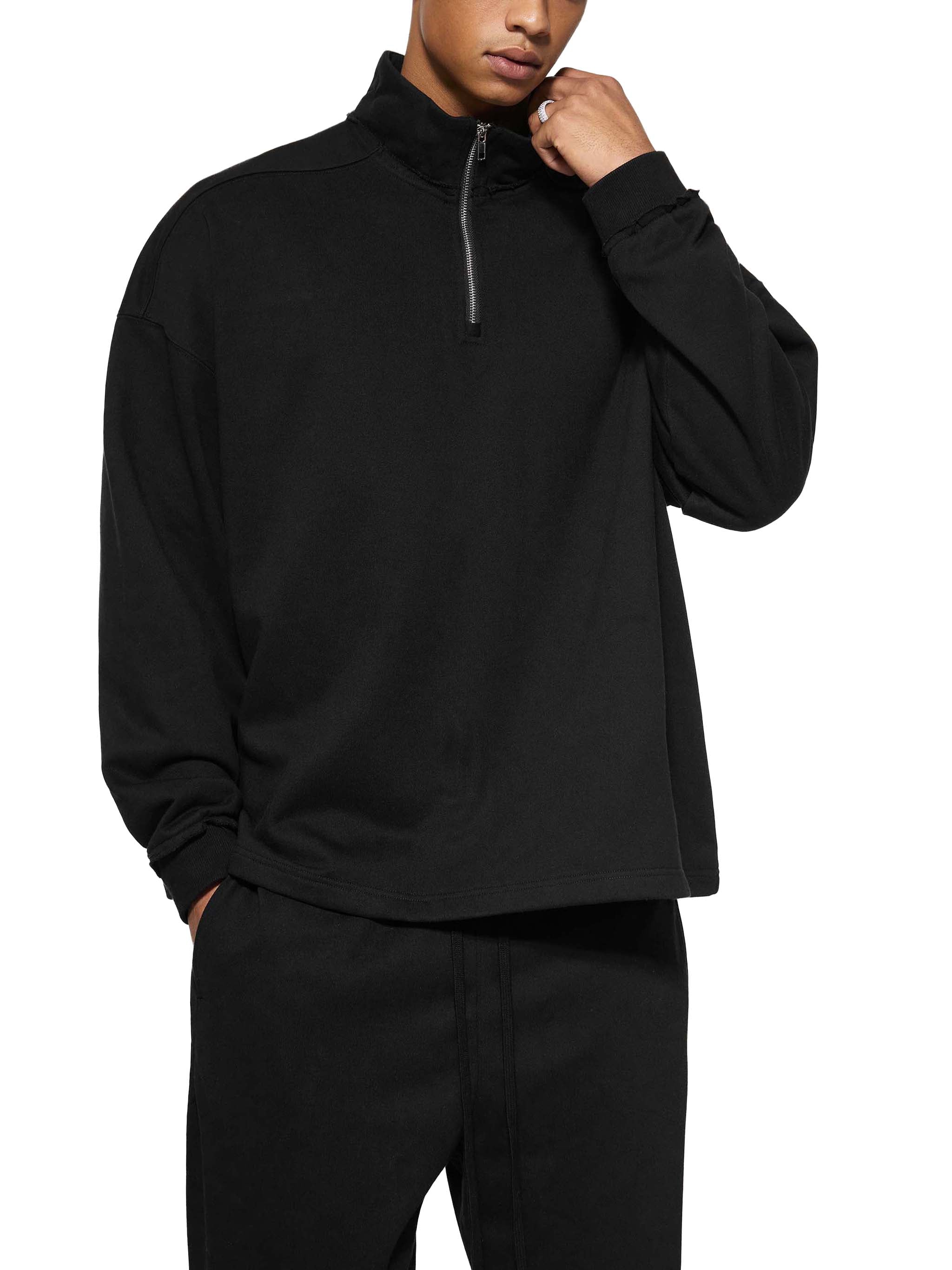 OG Collection White Print Quarter-Zip Sweatshirt
