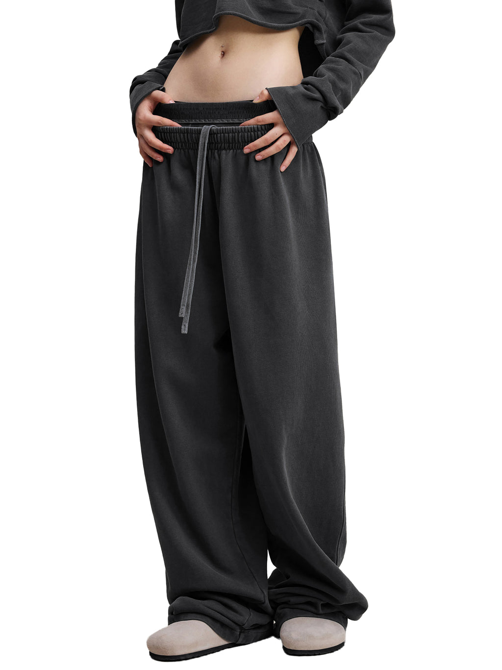 JP Dragon White Print Women's Washed Waist Pants