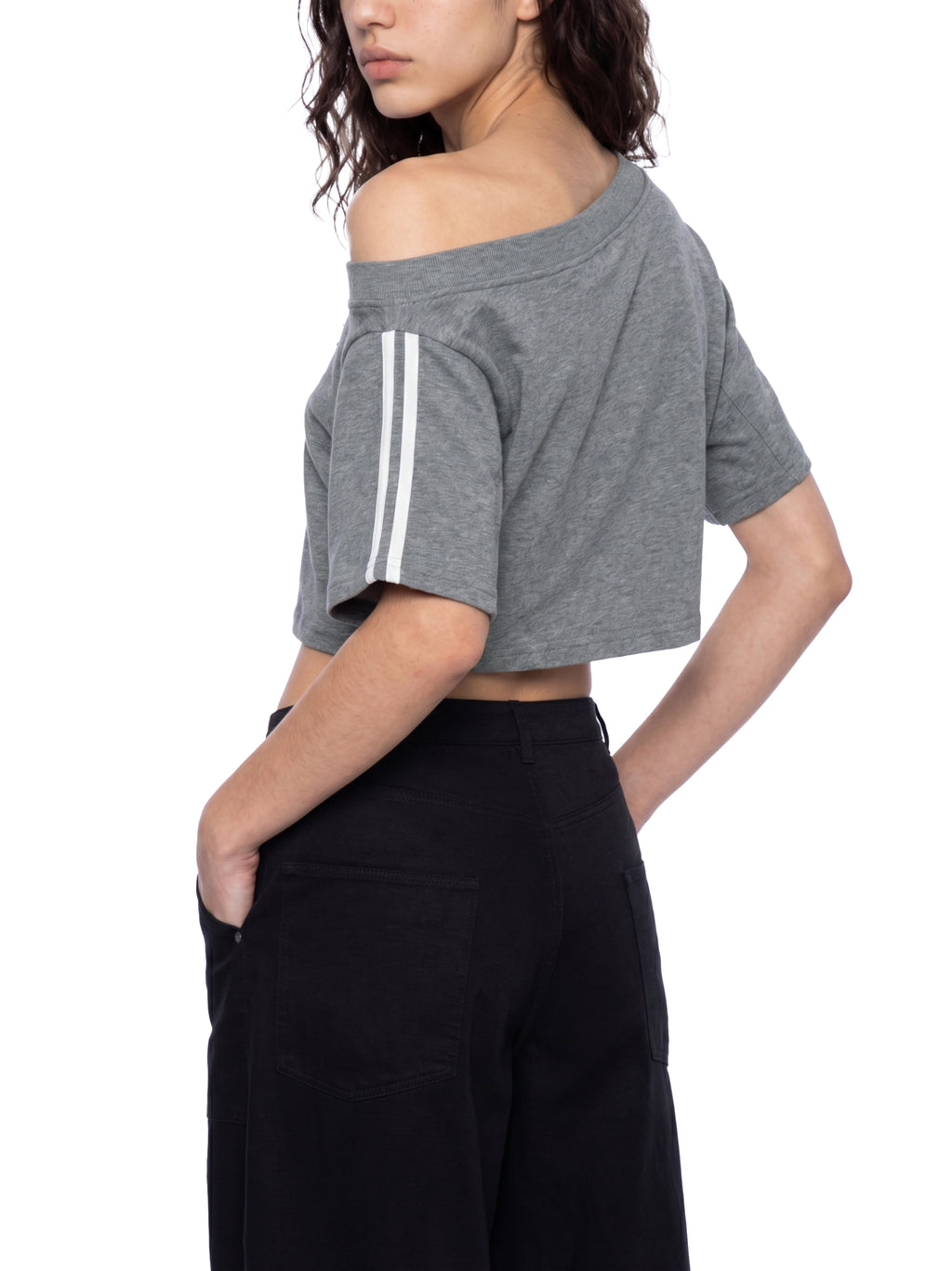 OG Black Print Off-the-Shoulder Crop T-Shirt