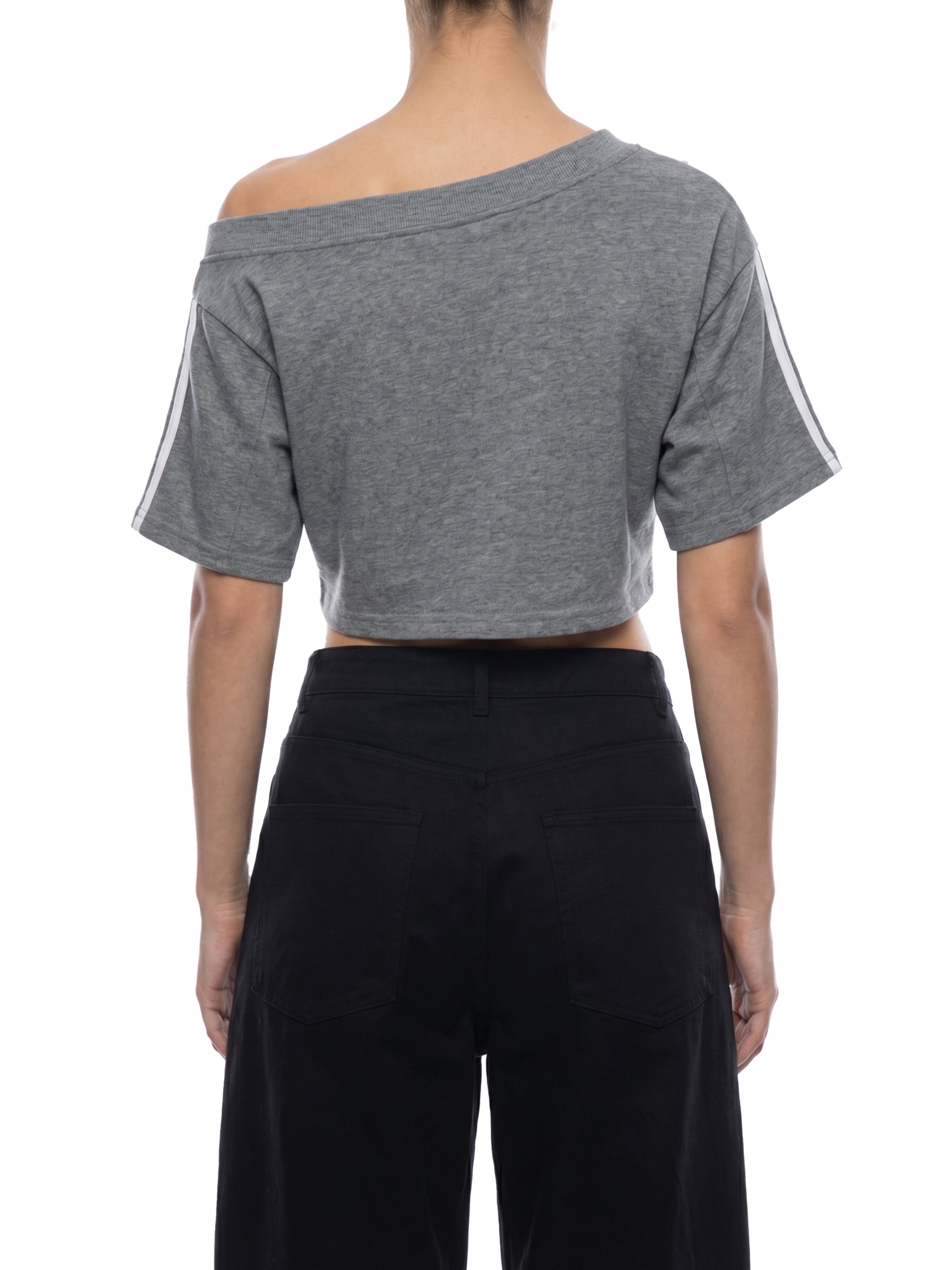 OG Collection White Print Off-the-Shoulder Crop T-Shirt