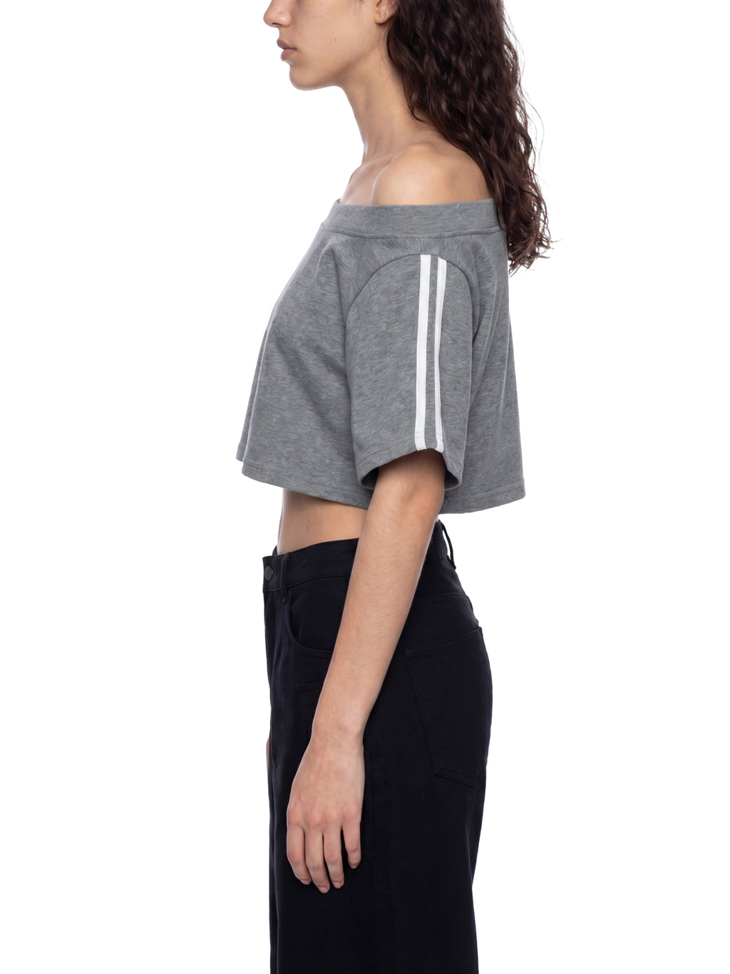 OG Collection White Print Off-the-Shoulder Crop T-Shirt
